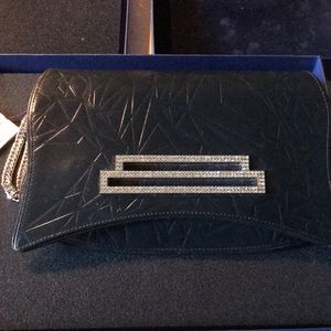 Dark blue Swarovski evening Bag.